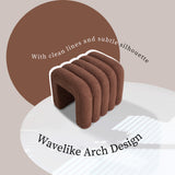 2X Ottoman Stool Teddy Fabric Ridge Arch - BROWN - Top-Down View