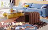 2X Ottoman Stool Teddy Fabric Ridge Arch - BROWN