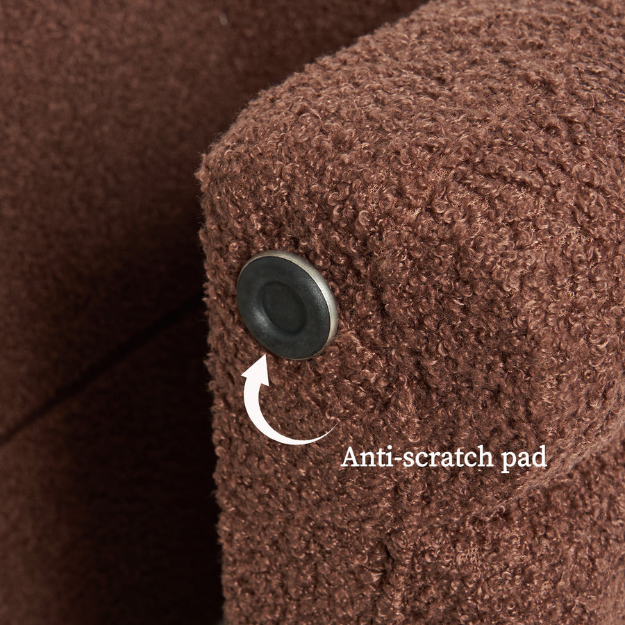Ottoman Stool Teddy Fabric Ridge Arch - BROWN