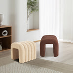Ottoman Stool Teddy Fabric Ridge Arch - BROWN