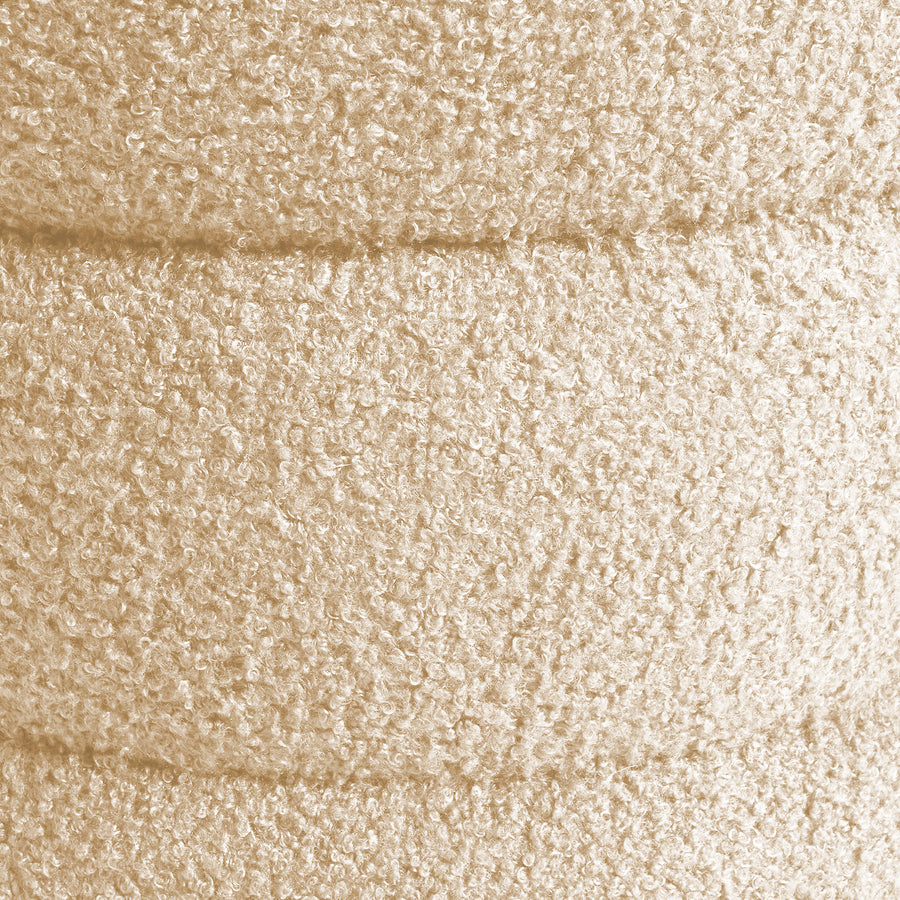 2X Ottoman Stool Teddy Fabric Round Stacked - BEIGE