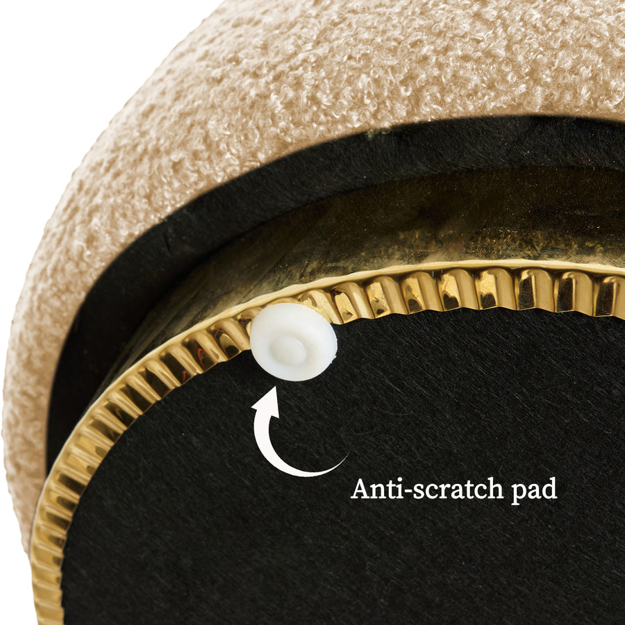 Ottoman Stool Teddy Fabric Round Stacked - BEIGE