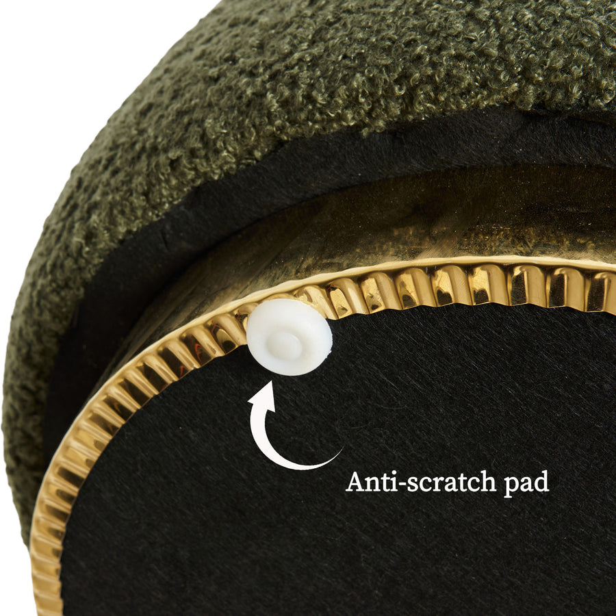 2X Ottoman Stool Teddy Fabric Round Stacked - GREEN