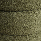 2X Ottoman Stool Teddy Fabric Round Stacked - GREEN - Close-Up Angle