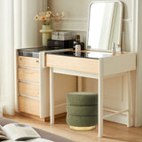 2X Ottoman Stool Teddy Fabric Round Stacked - GREEN - Side View