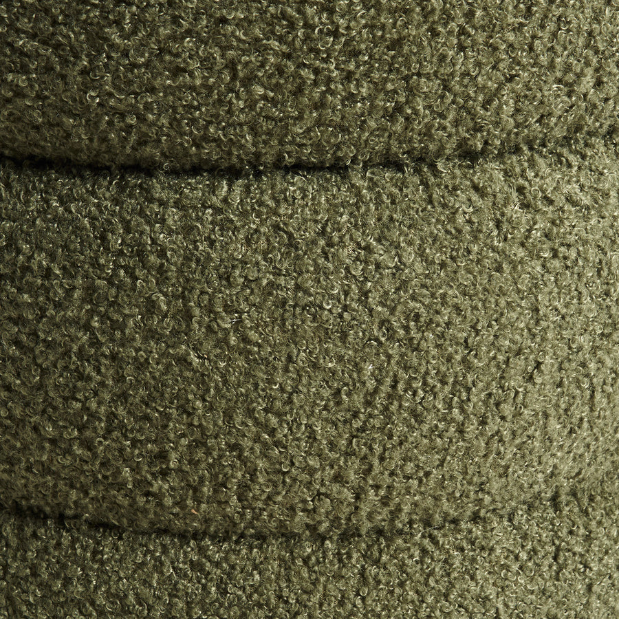 Ottoman Stool Teddy Fabric Round Stacked - GREEN