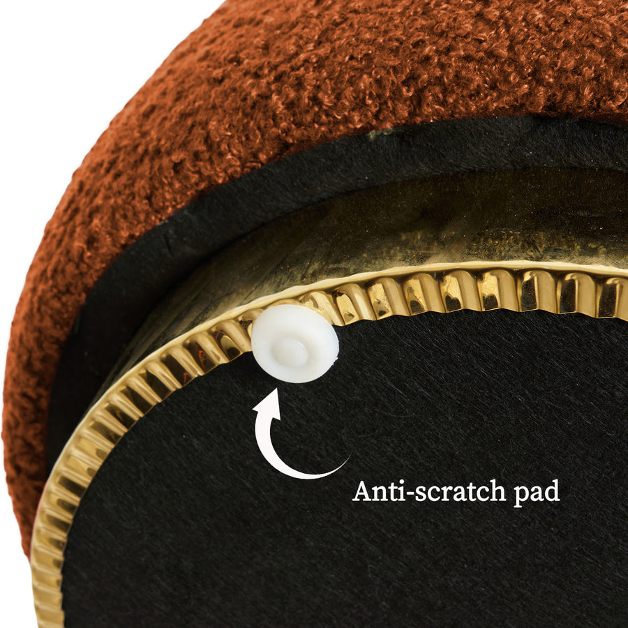2X Ottoman Stool Teddy Fabric Round Stacked - ORANGE