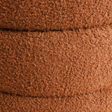 2X Ottoman Stool Teddy Fabric Round Stacked - ORANGE - Close-Up Angle