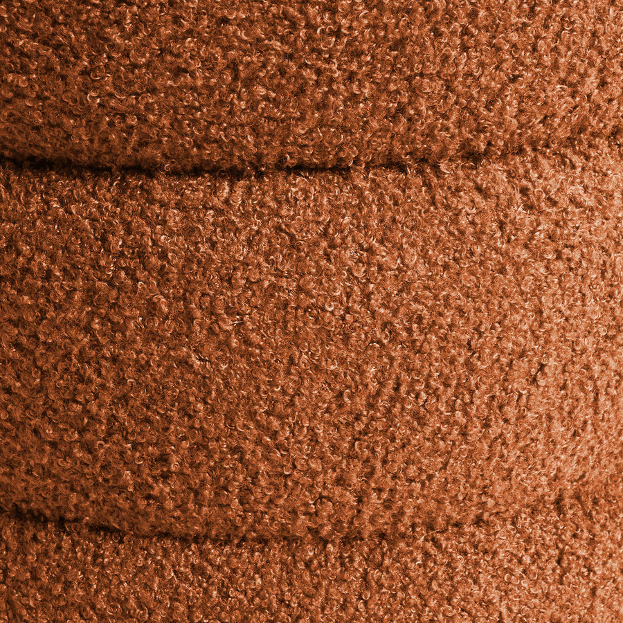 2X Ottoman Stool Teddy Fabric Round Stacked - ORANGE