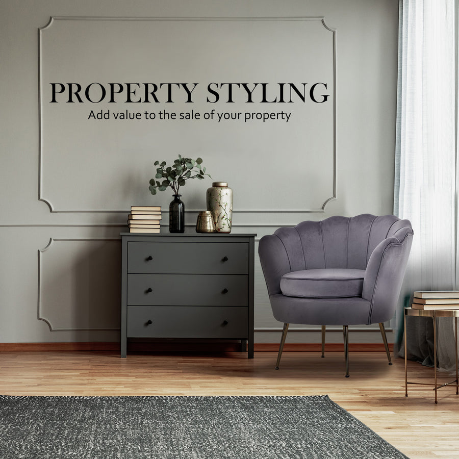 Armchair Velvet Shell Scallop - GREY