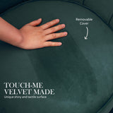 Armchair Velvet Shell Scallop + Ottoman Foot Stool - GREEN - Rear View
