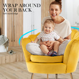 Armchair Velvet Shell Scallop + Ottoman Foot Stool - YELLOW - Top-Down View