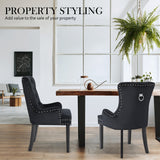 1X French Provincial Velvet with Ring Chair LISSE - BLACK - Rear View