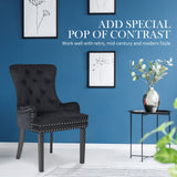 4X French Provincial Velvet with Ring Chair LISSE - BLACK - Side View