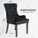4X French Provincial Velvet with Ring Chair LISSE - BLACK - Extra Image