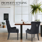 4X French Provincial Velvet with Ring Chair LISSE - BLACK