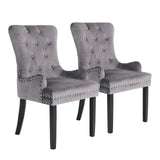 2X French Provincial Velvet with Ring Chair LISSE - GREY