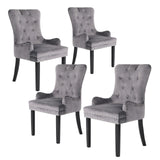 4X French Provincial Velvet with Ring Chair LISSE - GREY