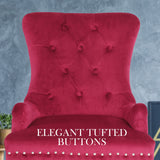 2X French Provincial Velvet with Ring Chair LISSE - BORDEAUX RED - Top-Down View