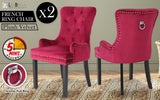 2X French Provincial Velvet with Ring Chair LISSE - BORDEAUX RED - Front View