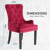 4X French Provincial Velvet with Ring Chair LISSE - BORDEAUX RED - Extra Image