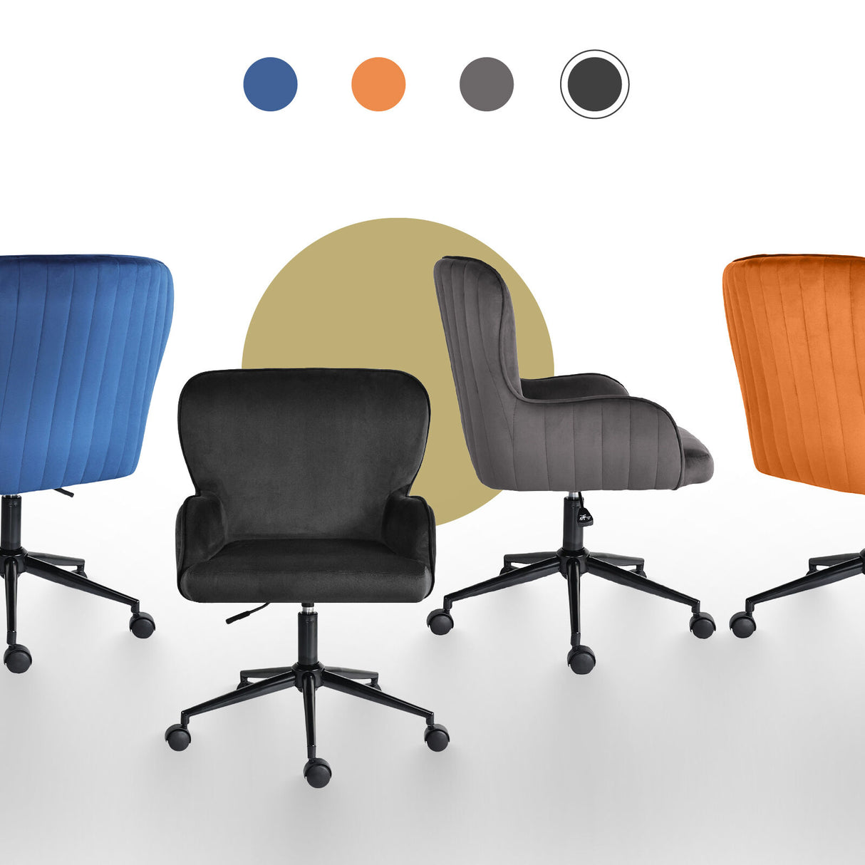Desk Armchair - Home Office Swivel Chair PLUME - BLACK