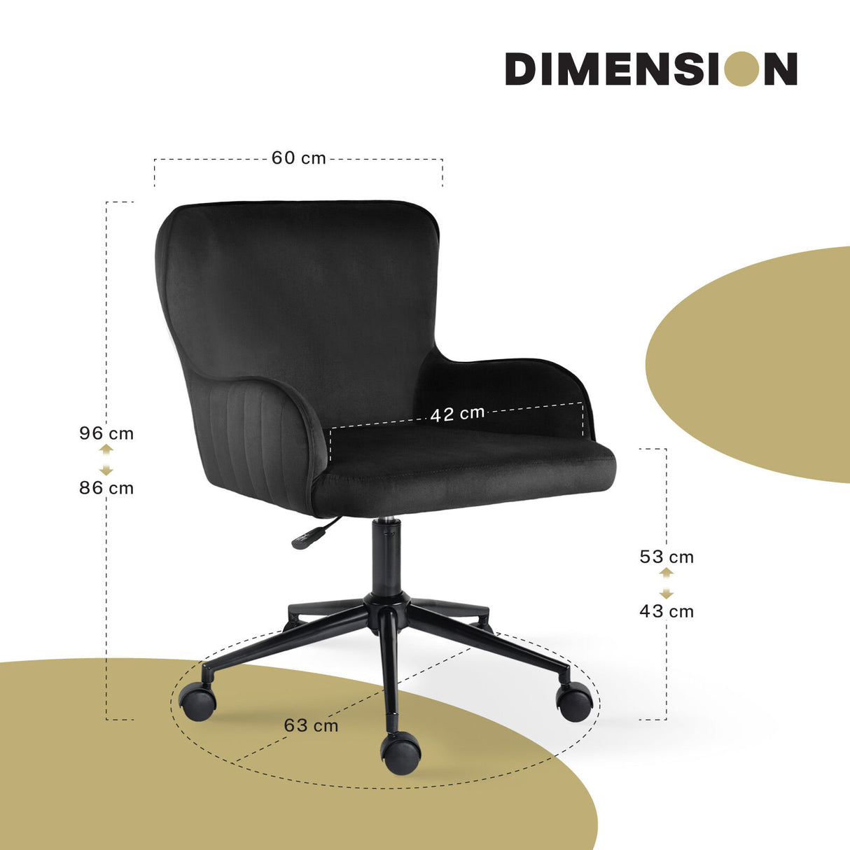 Desk Armchair - Home Office Swivel Chair PLUME - BLACK