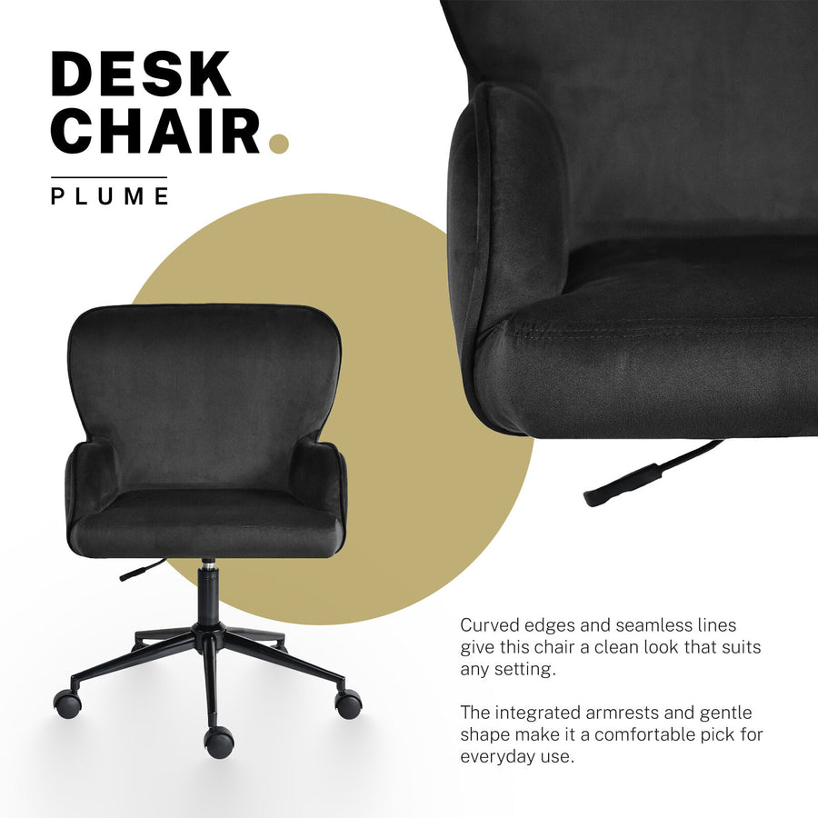 Desk Armchair - Home Office Swivel Chair PLUME - BLACK