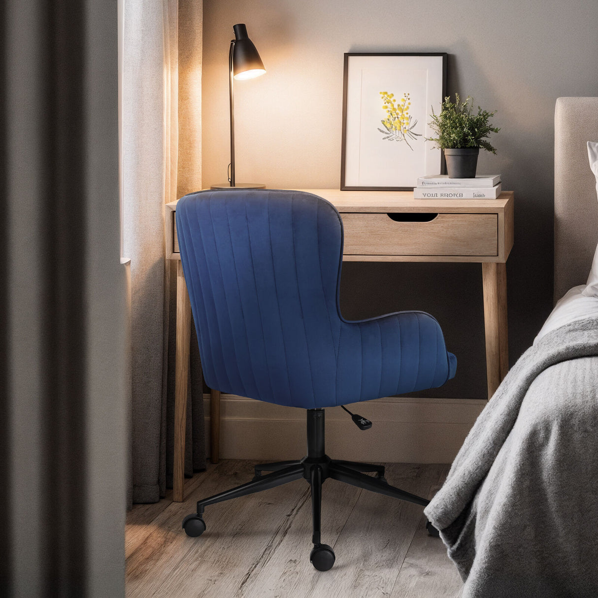 Desk Armchair - Home Office Swivel Chair PLUME - BLUE