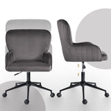 Desk Armchair - Home Office Swivel Chair PLUME - GREY - Close-Up Angle