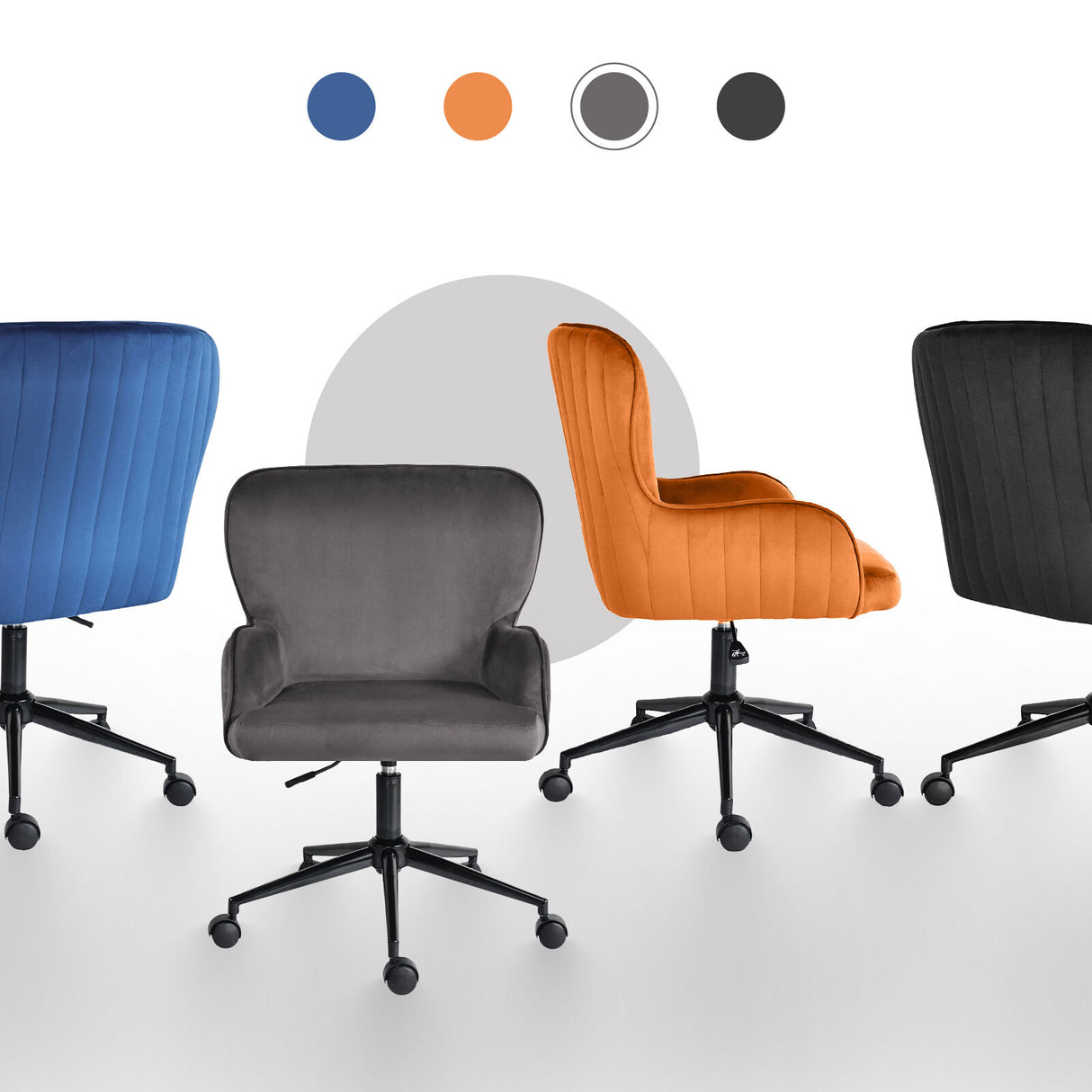 Desk Armchair - Home Office Swivel Chair PLUME - GREY