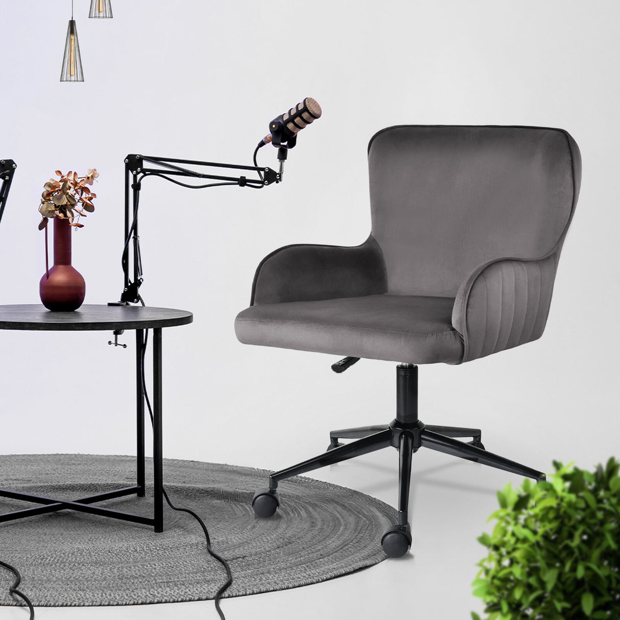 Desk Armchair - Home Office Swivel Chair PLUME - GREY