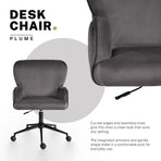Desk Armchair - Home Office Swivel Chair PLUME - GREY
