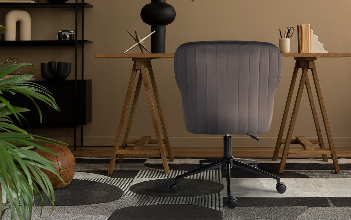 Desk Armchair - Home Office Swivel Chair PLUME - GREY