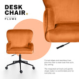 Desk Armchair - Home Office Swivel Chair PLUME - ORANGE - Side View
