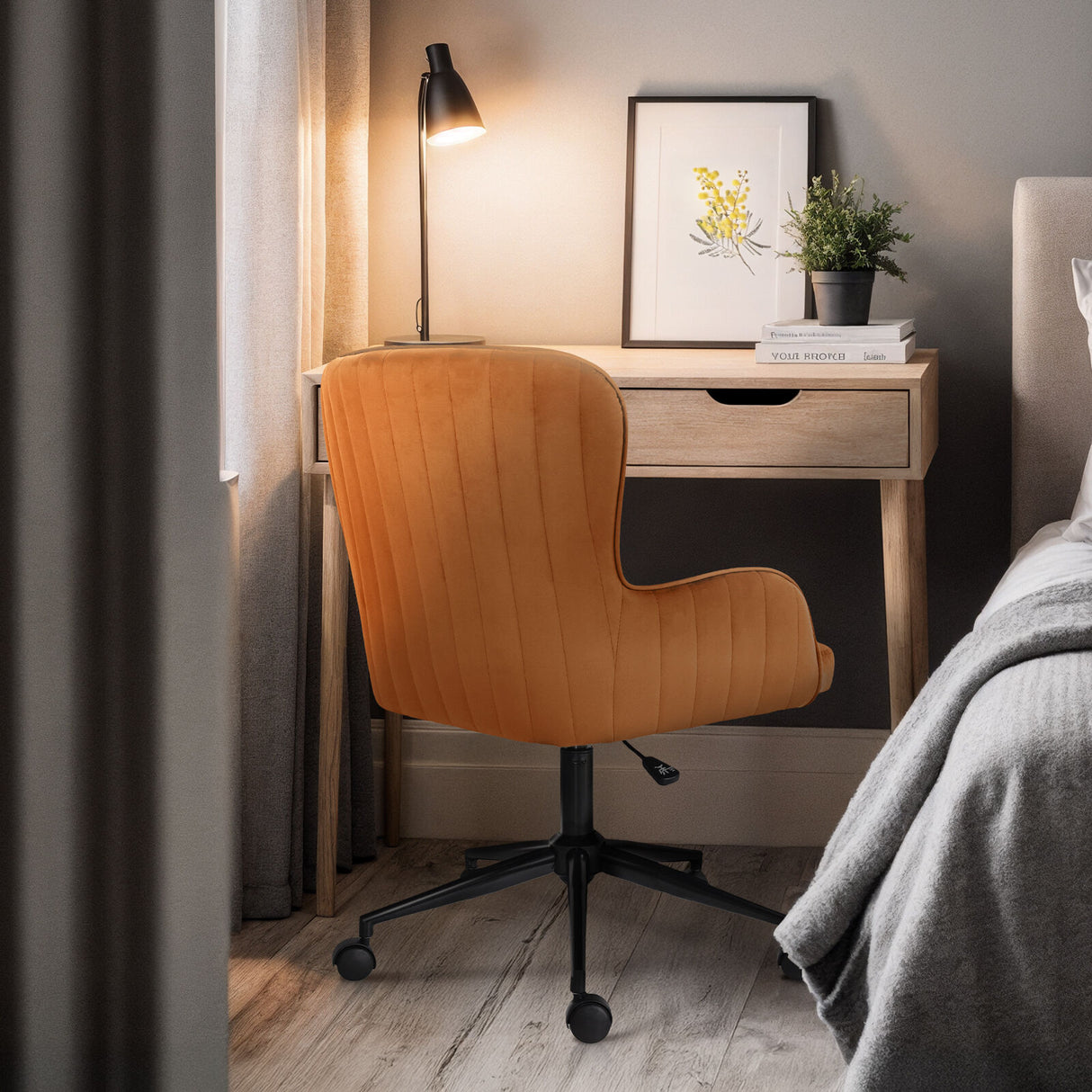 Desk Armchair - Home Office Swivel Chair PLUME - ORANGE