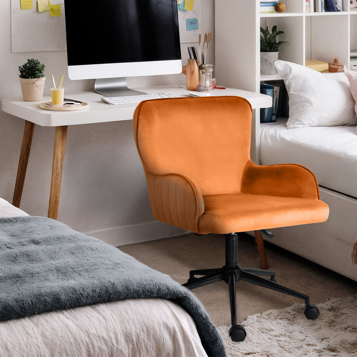 Desk Armchair - Home Office Swivel Chair PLUME - ORANGE