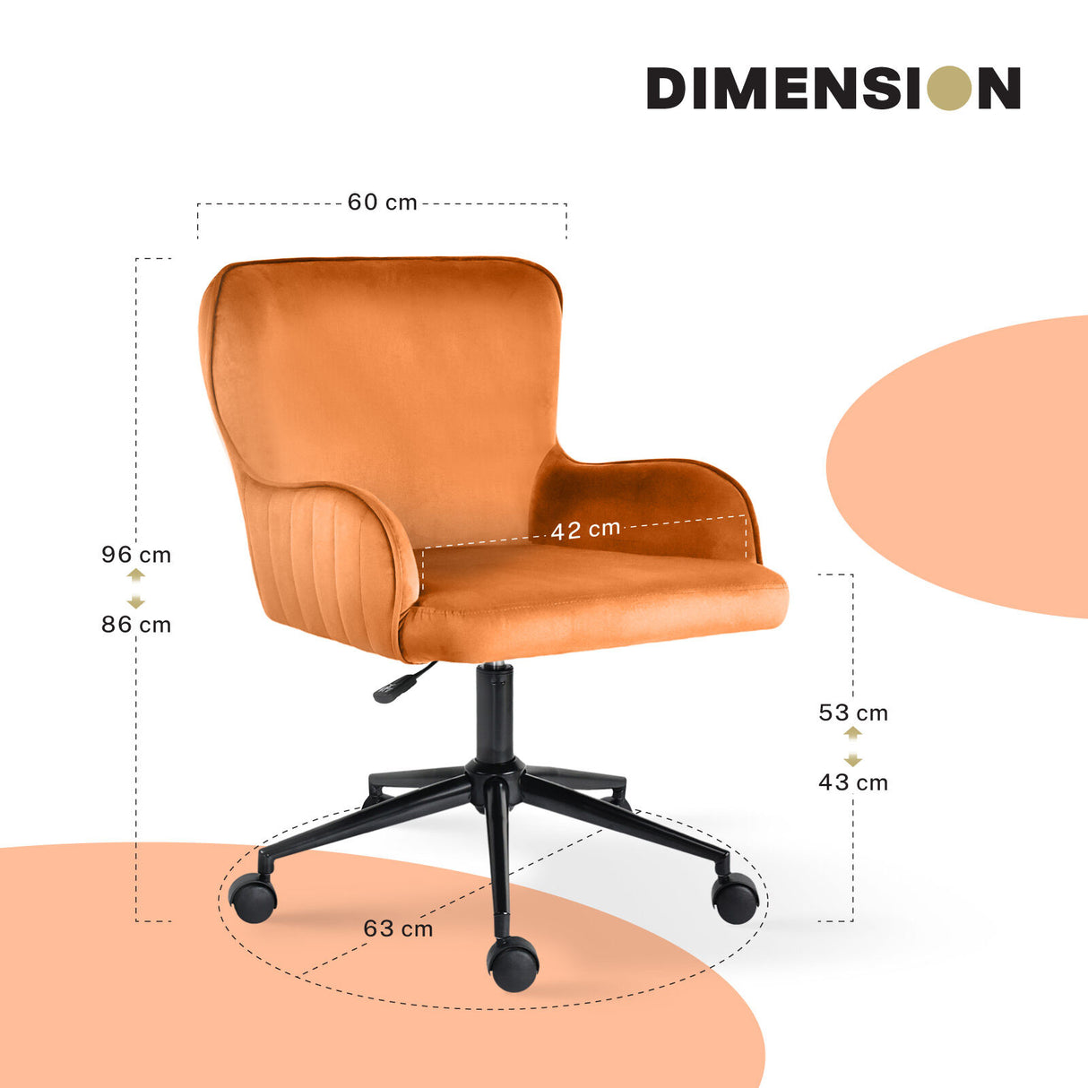 Desk Armchair - Home Office Swivel Chair PLUME - ORANGE