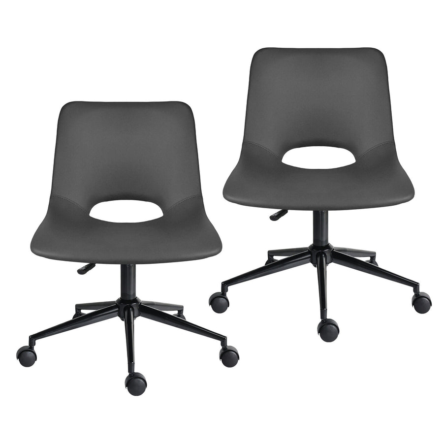 2X Office Desk Chair - PU Leather HALO - GREY