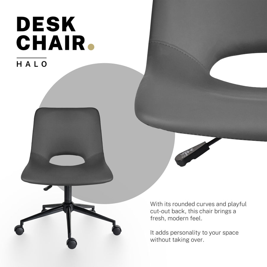 2X Office Desk Chair - PU Leather HALO - GREY