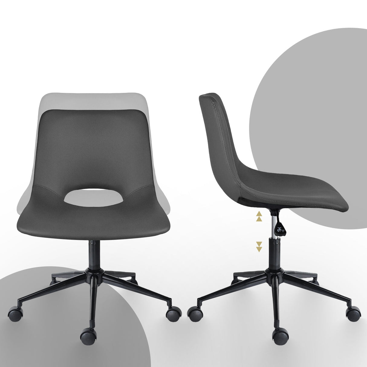 2X Office Desk Chair - PU Leather HALO - GREY