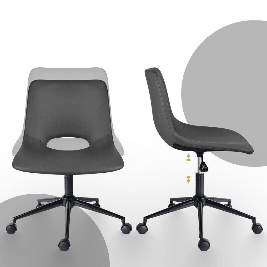 2X Office Desk Chair - PU Leather HALO - GREY