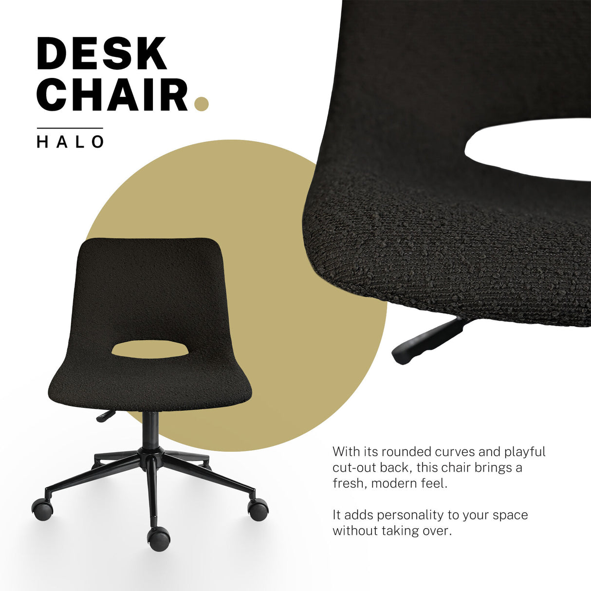 2X Office Desk Chair - Loop Yarn Fabric HALO - BLACK