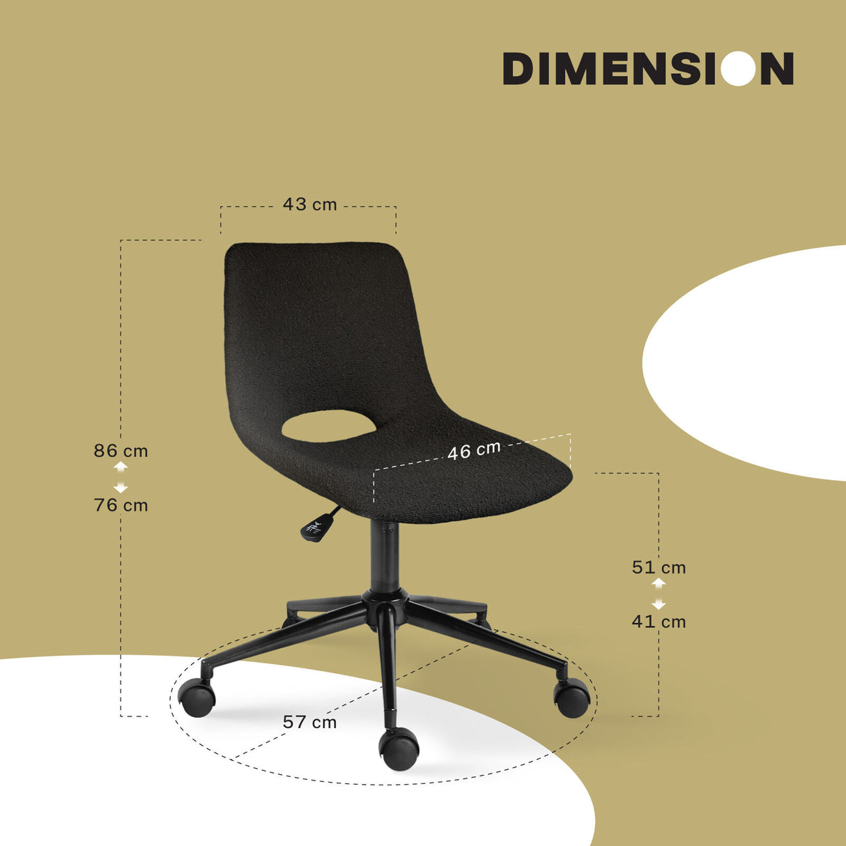 2X Office Desk Chair - Loop Yarn Fabric HALO - BLACK