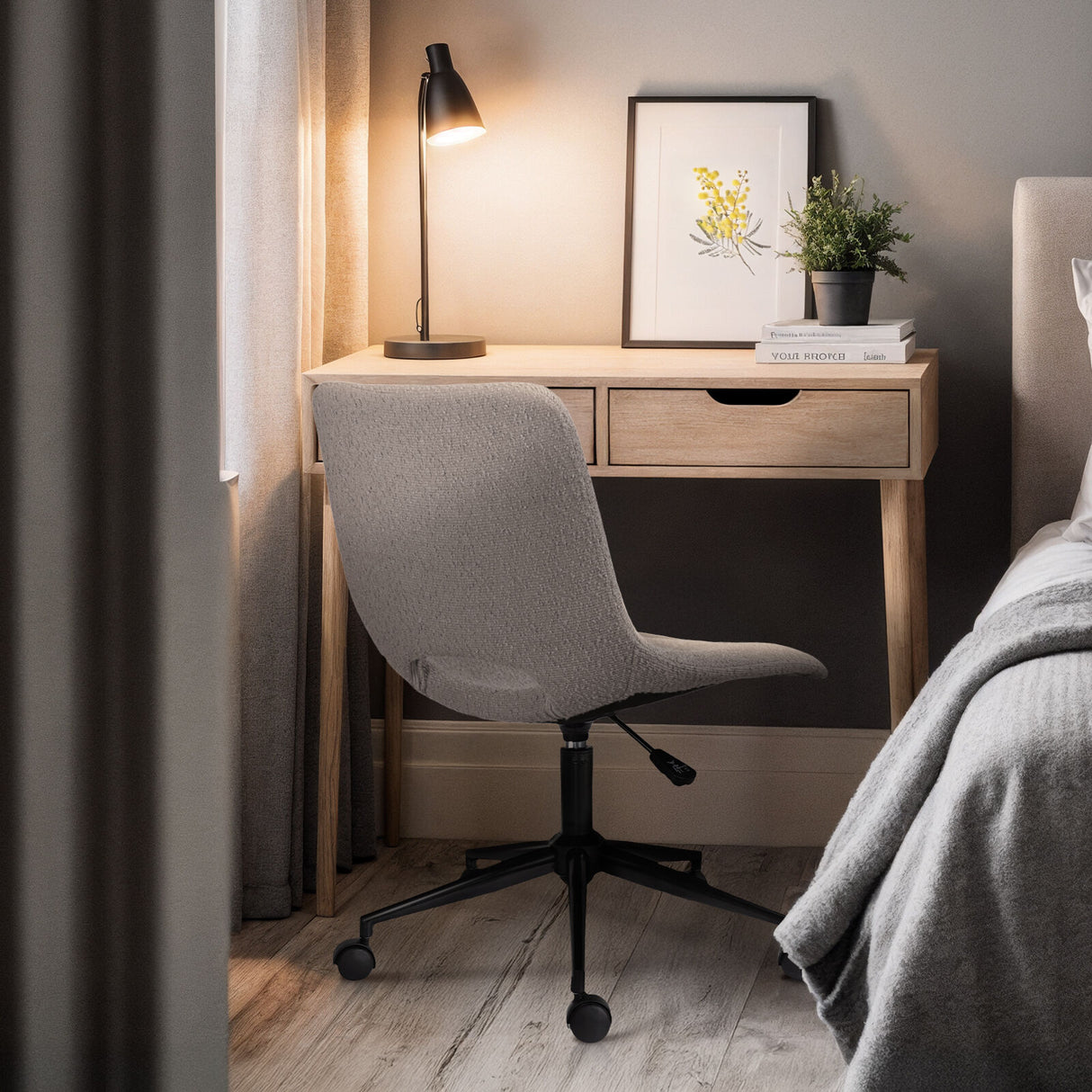2X Office Desk Chair - Loop Yarn Fabric HALO - GREY