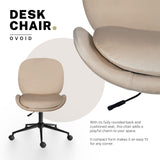 Office Desk Chair - Velvet OVOID - PALE KHAKI