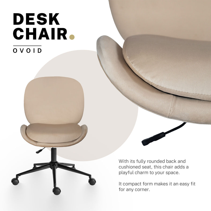 Office Desk Chair - Velvet OVOID - PALE KHAKI