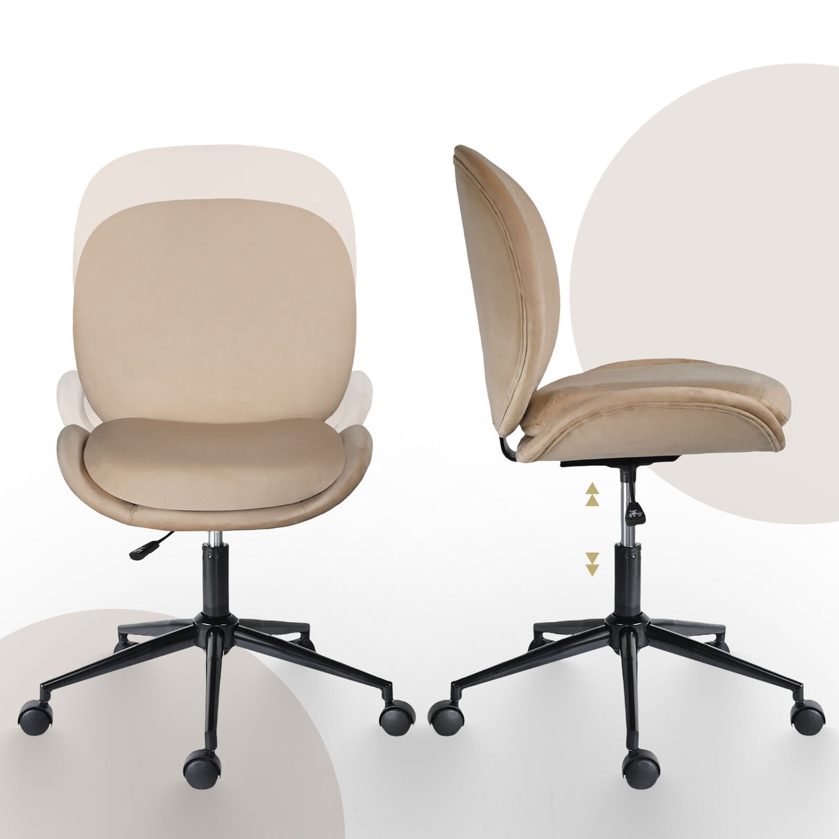 Office Desk Chair - Velvet OVOID - PALE KHAKI