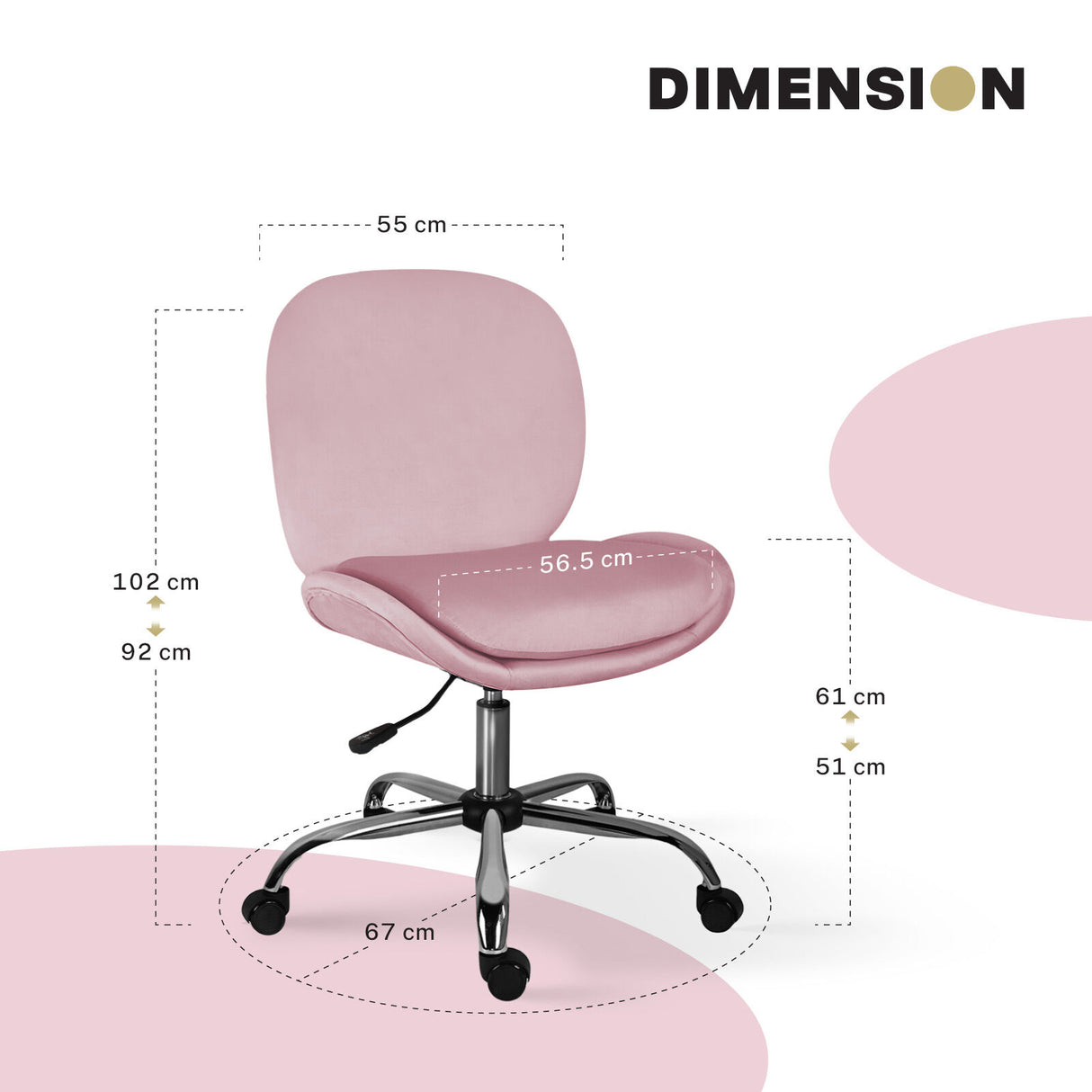 Office Desk Chair - Velvet OVOID - PINK