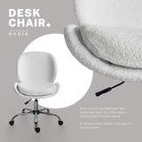 Office Desk Chair - Teddy Boucle OVOID - WHITE